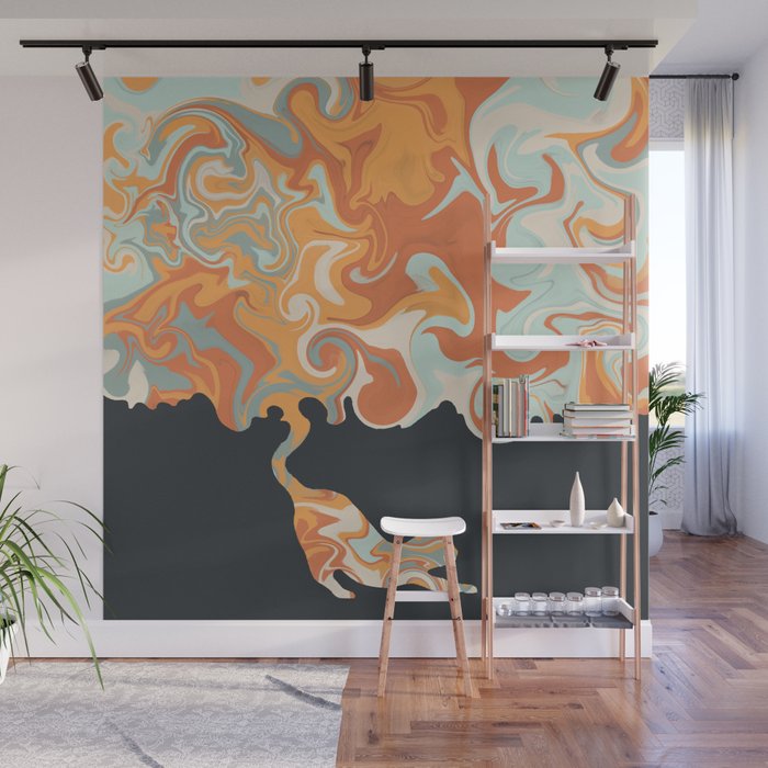 Rainbow cat 4 yoga meow Wall Mural Gallery Image 1