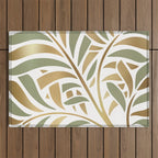 Sage and Gold Modern Leaf Outdoor Rug Gallery Image 1