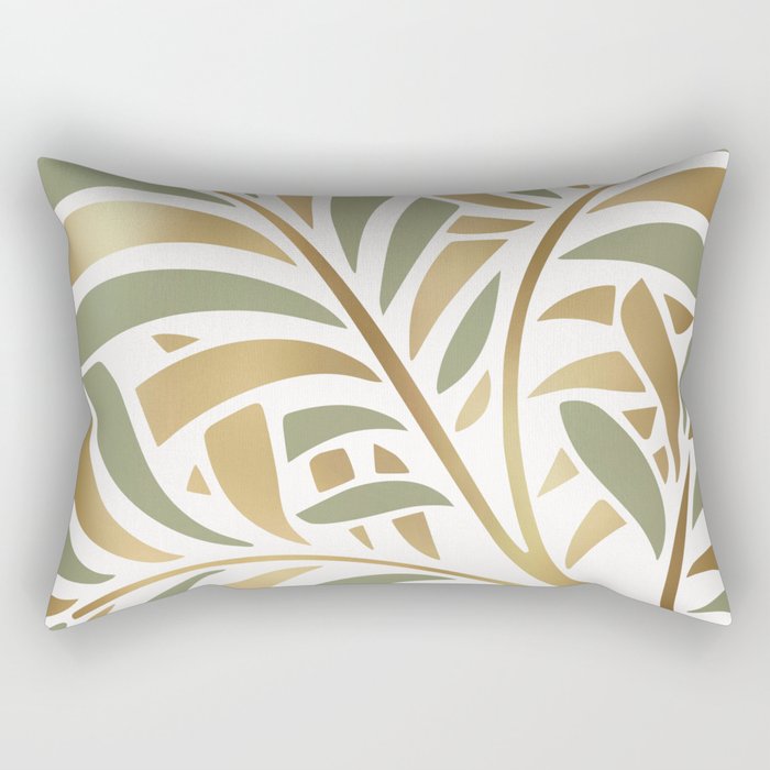 Sage and Gold Modern Leaf Rectangular Pillow Gallery Image 1