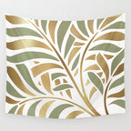 Sage and Gold Modern Leaf Wall Tapestry Gallery Image 4