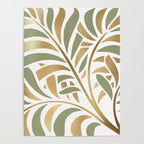 Sage and Gold Modern Leaf Poster Gallery Image 4