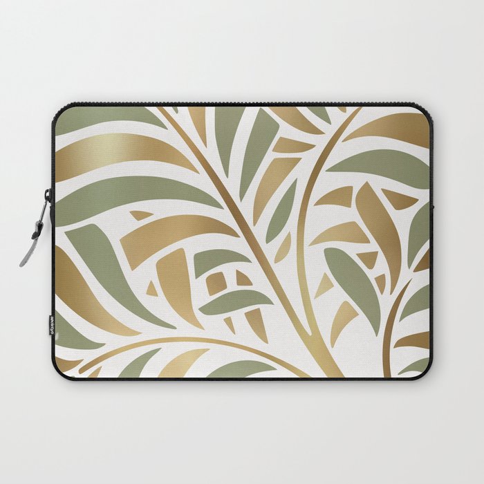 Sage and Gold Modern Leaf Laptop Sleeve Gallery Image 1