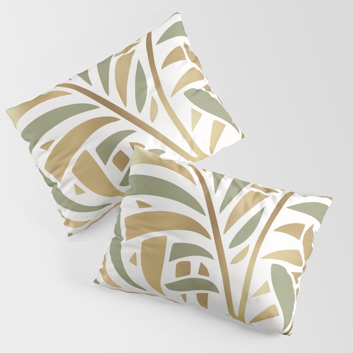 Sage and Gold Modern Leaf Pillow Sham Gallery Image 1