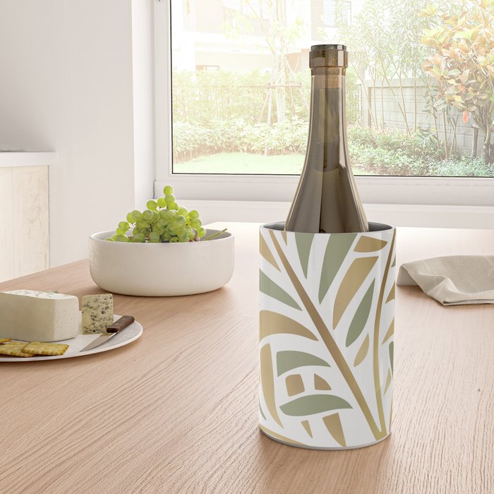 Sage and Gold Modern Leaf Wine Chiller Gallery Image 4