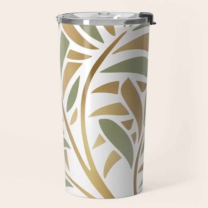 Sage and Gold Modern Leaf Travel Mug Gallery Image 2