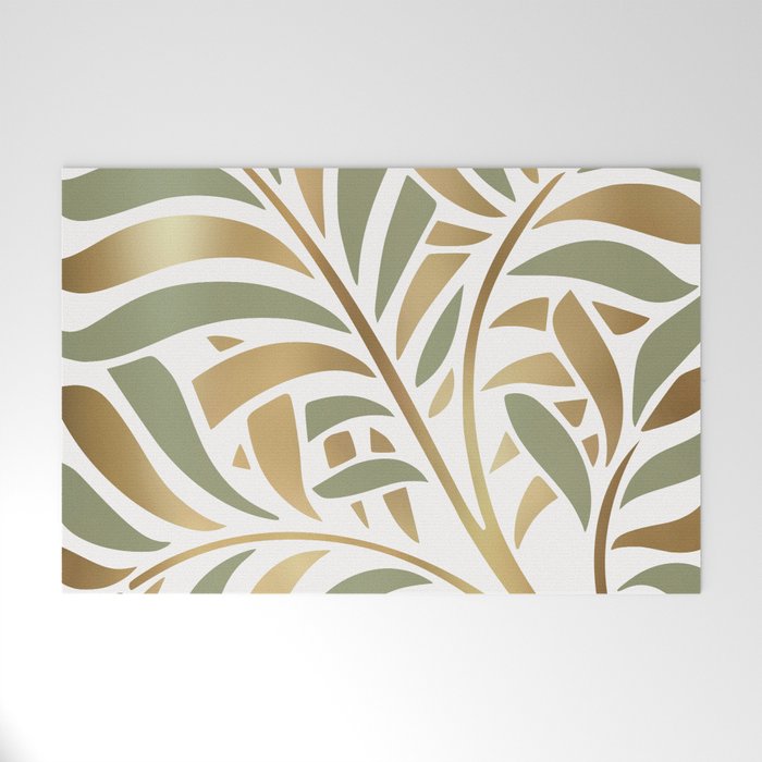 Sage and Gold Modern Leaf Welcome Mat Gallery Image 1
