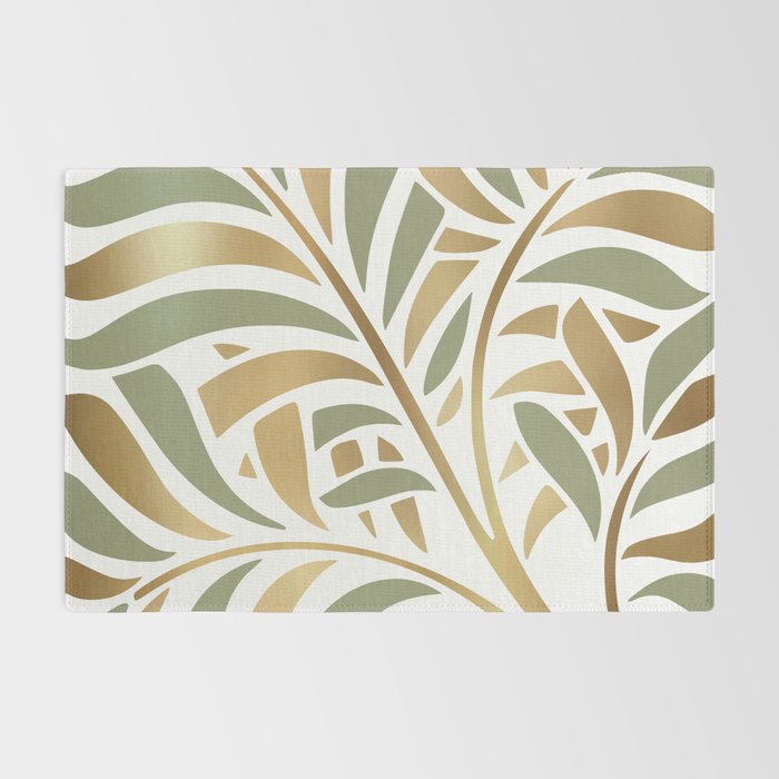 Sage and Gold Modern Leaf Rug Gallery Image 2