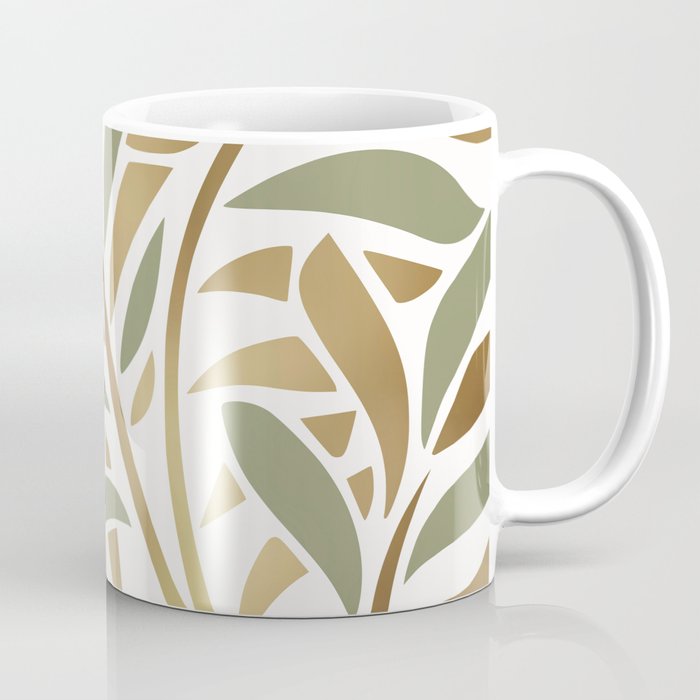 Sage and Gold Modern Leaf Coffee Mug Gallery Image 1
