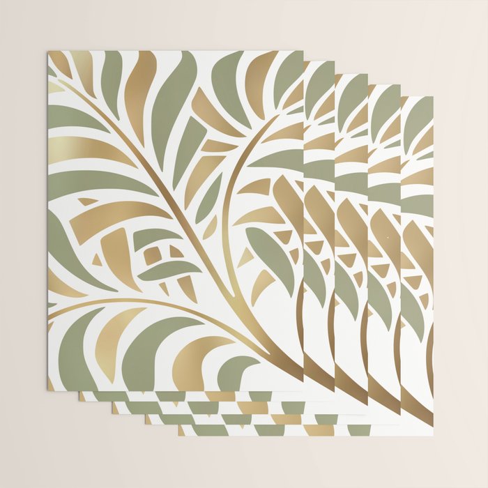 Sage and Gold Modern Leaf Wrapping Paper Gallery Image 3