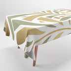Sage and Gold Modern Leaf Tablecloth Gallery Image 1