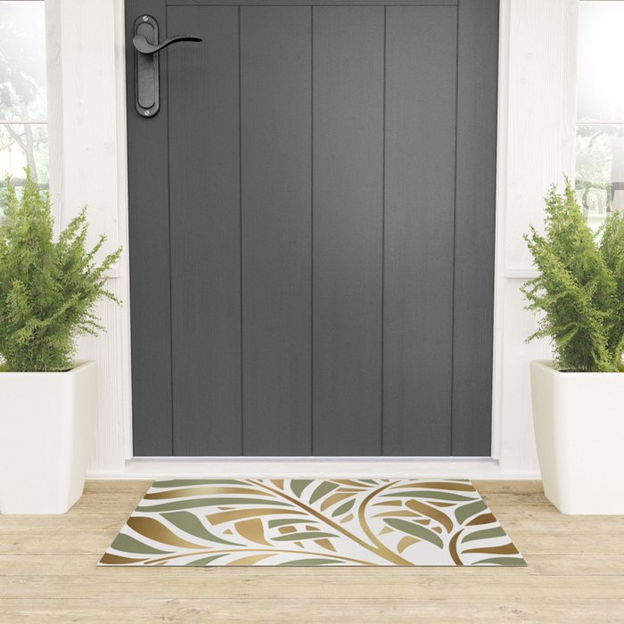 Sage and Gold Modern Leaf Welcome Mat Gallery Image 3