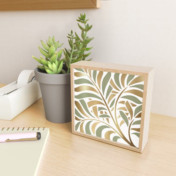 Sage and Gold Modern Leaf Mini Art Print Gallery Image 2