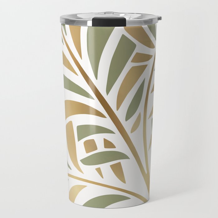 Sage and Gold Modern Leaf Travel Mug Gallery Image 1