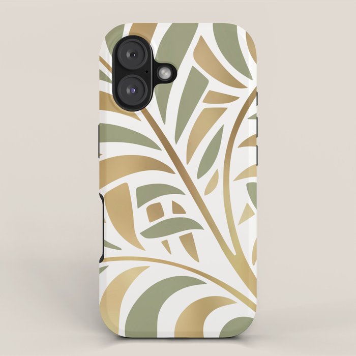 Sage and Gold Modern Leaf iPhone Case Gallery Image 1