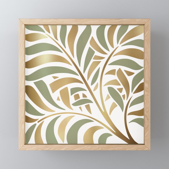 Sage and Gold Modern Leaf Mini Art Print Gallery Image 1