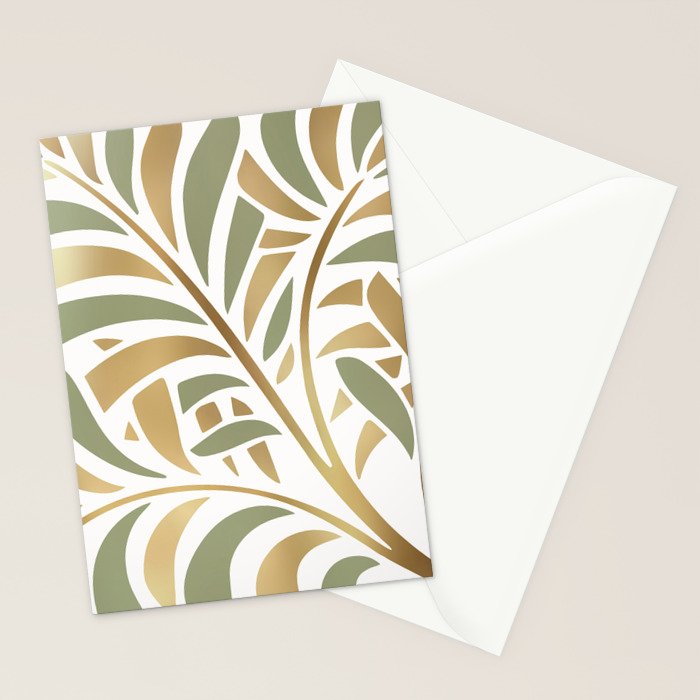 Sage and Gold Modern Leaf Stationery Card Gallery Image 2