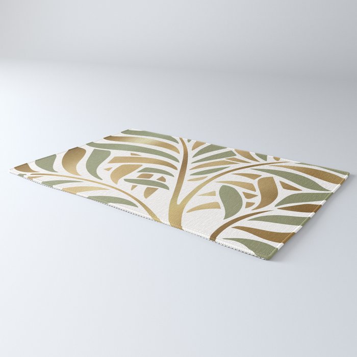 Sage and Gold Modern Leaf Rug Gallery Image 3