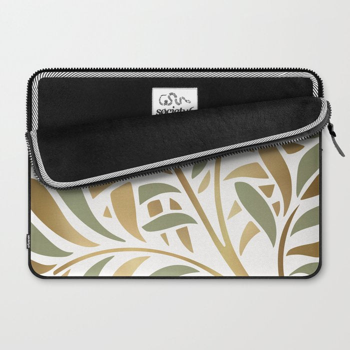 Sage and Gold Modern Leaf Laptop Sleeve Gallery Image 2
