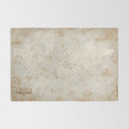 Vintage looking current world map with sea monsters and sail ships Rug Gallery Image 2