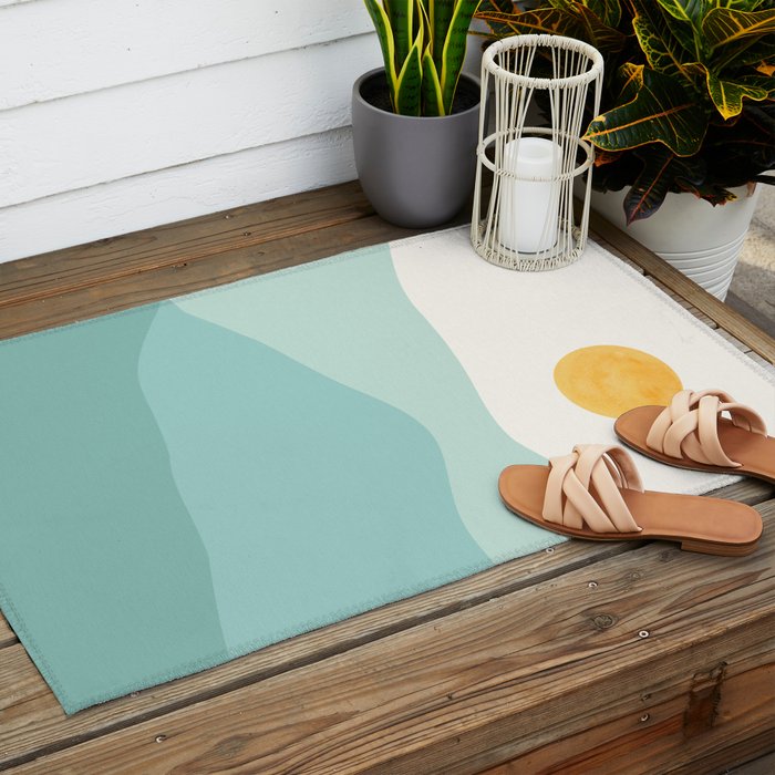 Peaceful Mountain Landscape Outdoor Rug Gallery Image 2