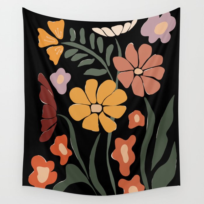 TROPICAL floral night Wall Tapestry Gallery Image 1
