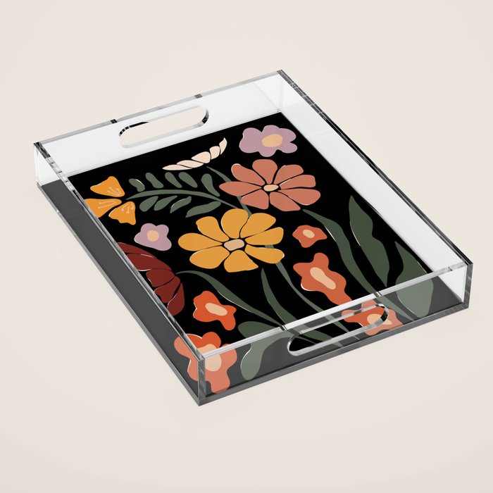 TROPICAL floral night Acrylic Tray Gallery Image 1