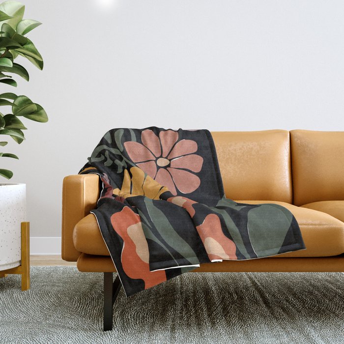 TROPICAL floral night Throw Blanket Gallery Image 1