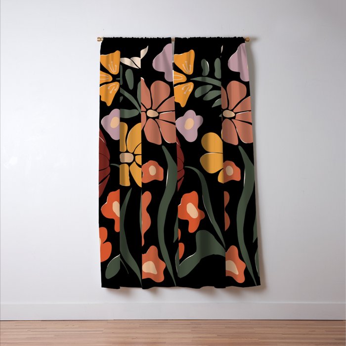 TROPICAL floral night Window Curtain Gallery Image 3