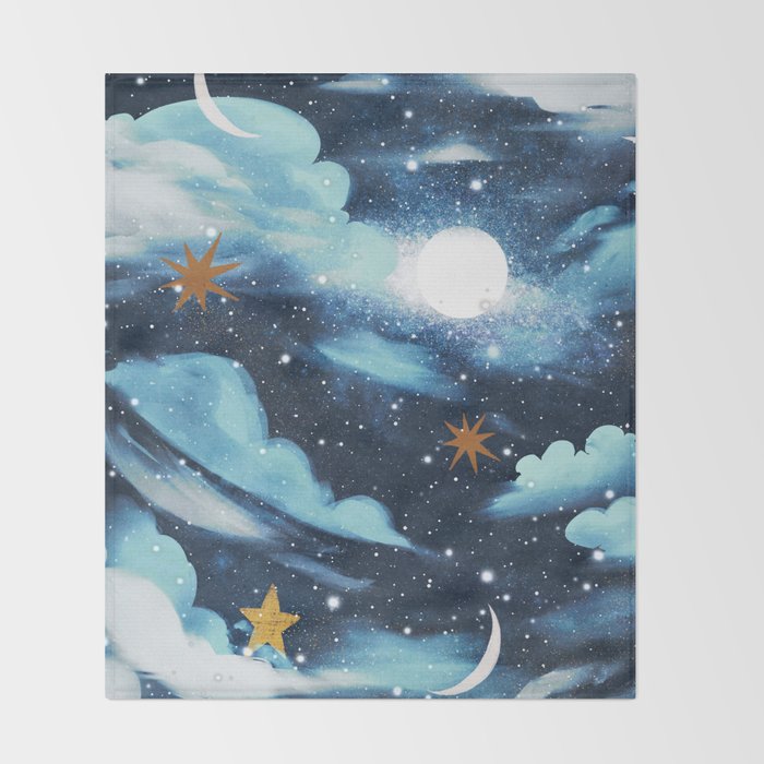 Moonlit Cloud Fantasy A Throw Blanket Gallery Image 2
