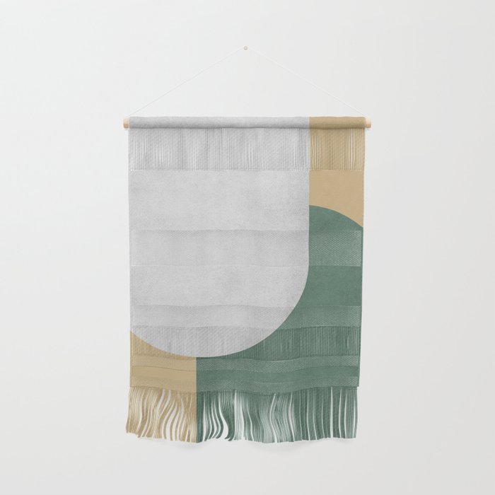 Halfmoon Colorblock - White Green on Gold Wall Hanging Gallery Image 1