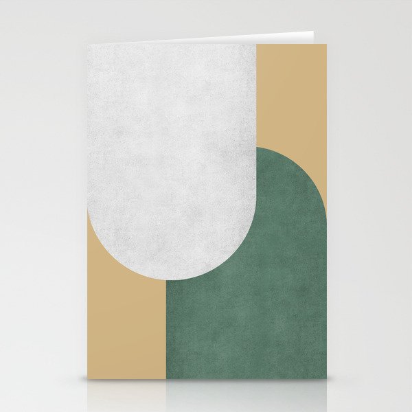 Halfmoon Colorblock - White Green on Gold Stationery Card Gallery Image 2