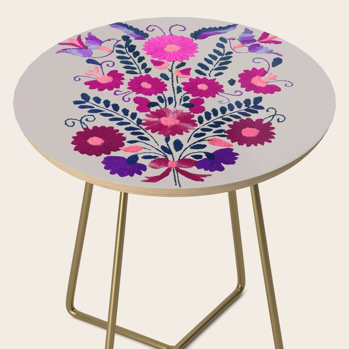 Mexican Bird Motif Gray Side Table Gallery Image 2