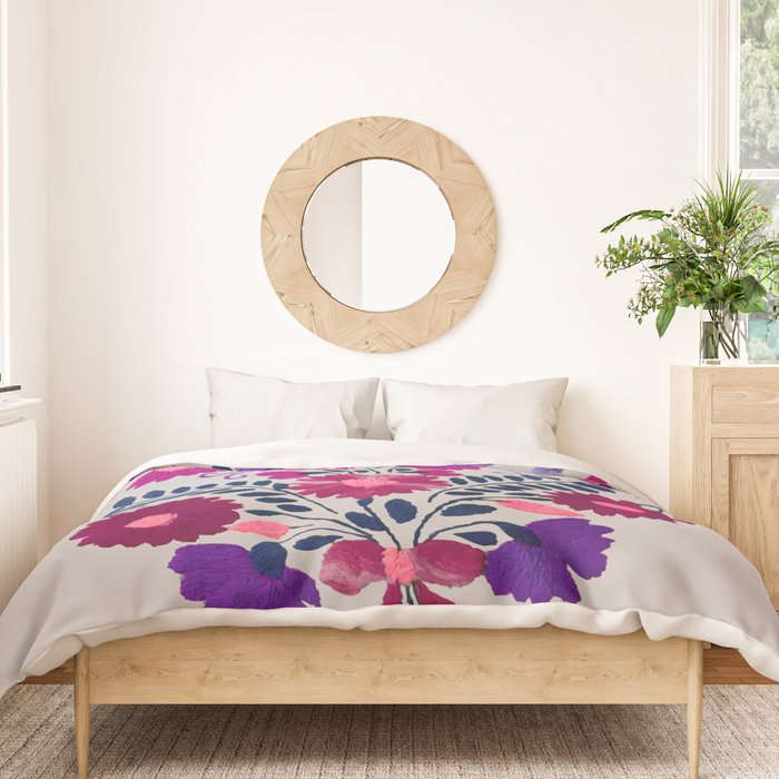 Mexican Bird Motif Gray Duvet Cover Gallery Image 3