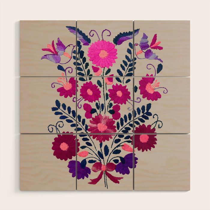 Mexican Bird Motif Gray Wood Wall Art Gallery Image 1