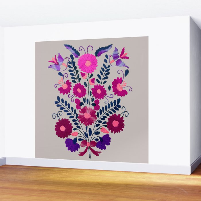 Mexican Bird Motif Gray Wall Mural Gallery Image 2