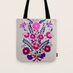 Mexican Bird Motif Gray Tote Bag Gallery Image 1