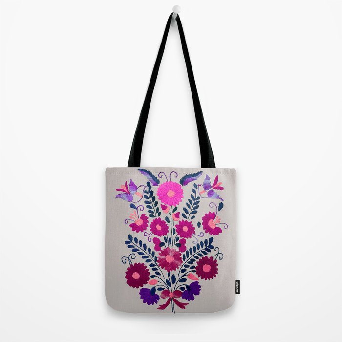 Mexican Bird Motif Gray Tote Bag Gallery Image 2