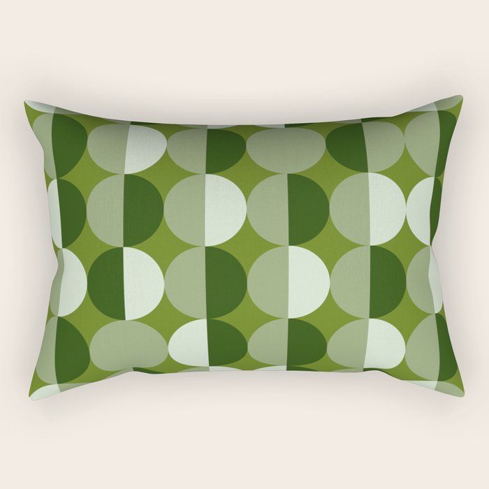 Retro 70s disco half circles sage green Rectangular Pillow Gallery Image 2