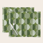 Retro 70s disco half circles sage green Placemat Gallery Image 1