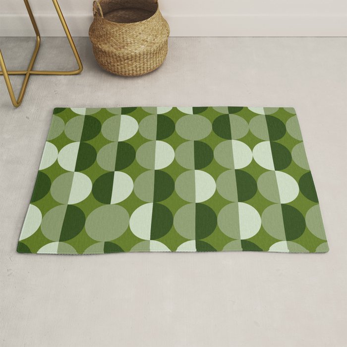 Retro 70s disco half circles sage green Rug Gallery Image 1