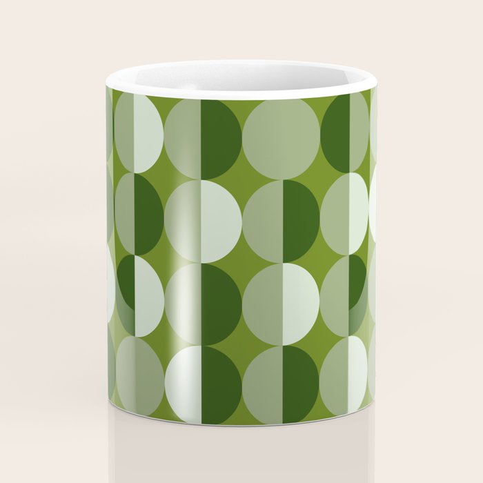 Retro 70s disco half circles sage green Coffee Mug Gallery Image 4