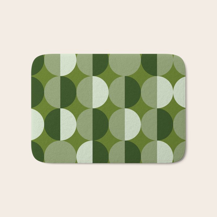 Retro 70s disco half circles sage green Bath Mat Gallery Image 1