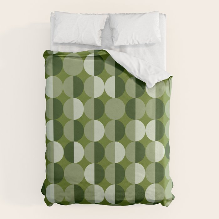 Retro 70s disco half circles sage green Duvet Cover Gallery Image 6