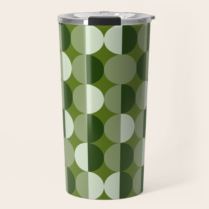 Retro 70s disco half circles sage green Travel Mug Gallery Image 1