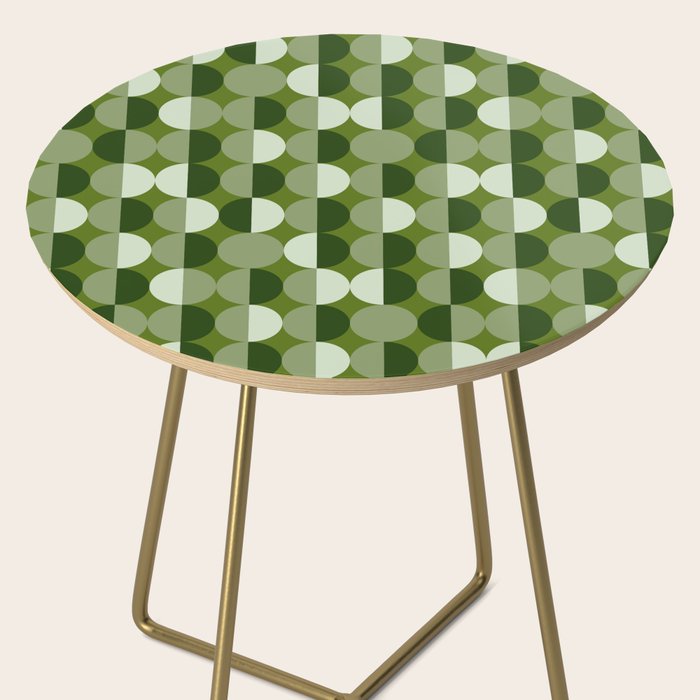 Retro 70s disco half circles sage green Side Table Gallery Image 2