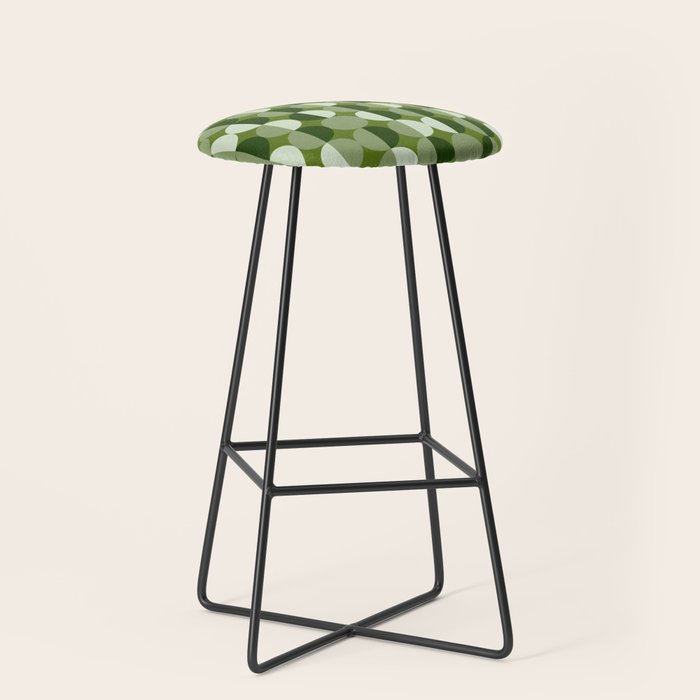 Retro 70s disco half circles sage green Stool Gallery Image 1