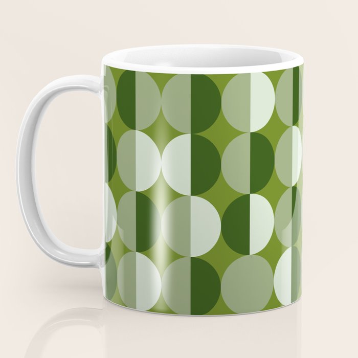 Retro 70s disco half circles sage green Coffee Mug Gallery Image 3