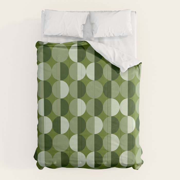 Retro 70s disco half circles sage green Comforter Gallery Image 1