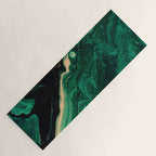 Abstract Pour Painting Liquid Marble Abstract Dark Green Painting Gold Accent Agate Stone Layers Yoga Mat Gallery Image 1