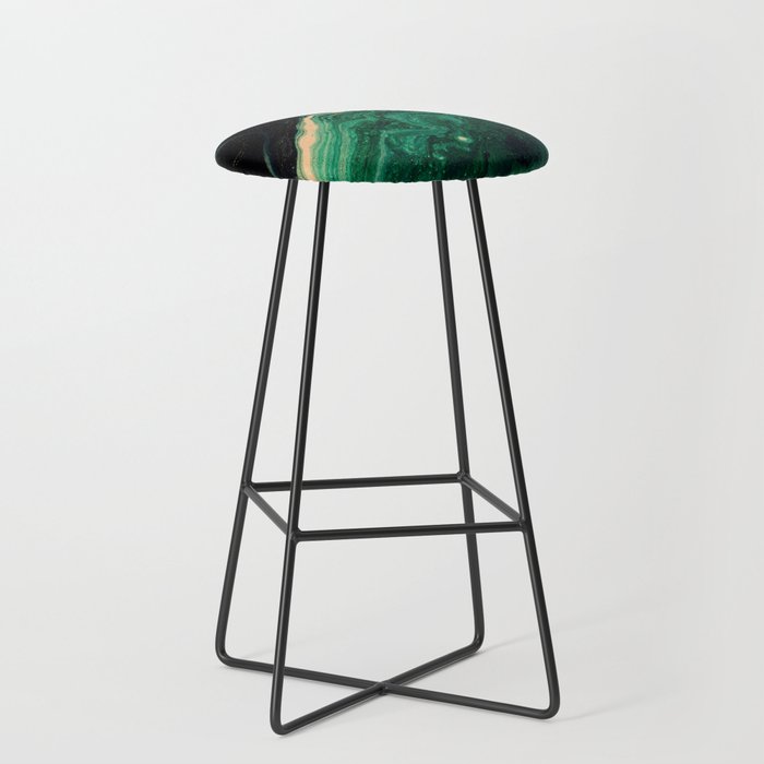Abstract Pour Painting Liquid Marble Abstract Dark Green Painting Gold Accent Agate Stone Layers Stool Gallery Image 1